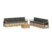vidaXL Set divani con cuscino 9 pcs Bianco e Antracite Poliestere, Divano da giardino, moderno sezione, arredo resistente, lounge patio, set salotto per terrazze