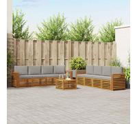 vidaXL Set divani con cuscino 9 pcs Grigio Naturale e Chiaro, Divano da giardino, moderno e resistente, set sezionale per terrazzo e patio, comodo da usare