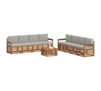 vidaXL Set divani con cuscino 9 pcs Grigio Naturale e Chiaro, Divano da giardino, moderno e resistente, set sezionale per terrazzo e patio, comodo da usare
