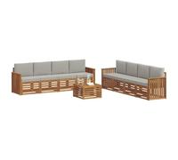 vidaXL Set divani con cuscino 9 pcs Grigio Naturale e Chiaro, Divano da giardino, moderno e resistente, set sezionale per terrazzo e patio, comodo da usare