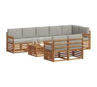 vidaXL Set divani con cuscino 9 pcs Grigio Naturale e Chiaro, Set divano moderno da giardino, mobile sezionale resistente, lounge in acacia, seduta patio contemporanea, decor per esterni