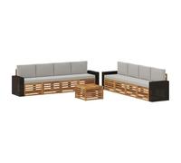 vidaXL Set divani con cuscino 9 pcs Legno di Acacia Massello, Divano da esterno, mobile modulare per giardini, lounge patio, set comodo e resistente per la terrazza