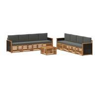 vidaXL Set divani con cuscino 9 pcs Legno di Acacia Massello, Divano da esterno, mobile modulare per giardini, lounge patio, set comodo e resistente per la terrazza