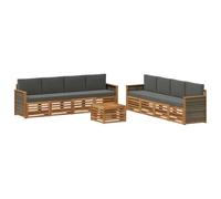 vidaXL Set divani con cuscino 9 pcs Legno di Acacia Massello, Divano da giardino, moderno sezione, arredo resistente, lounge patio, set salotto per terrazze