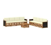 vidaXL Set divani con cuscino 9 pcs Legno di Acacia Massello, Divano da esterno, mobile modulare per giardini, lounge patio, set comodo e resistente per la terrazza