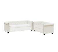 Divani Chesterfield a 2 Posti e a 3 Posti in Similpelle Bianco