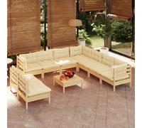 vidaXL Set Divani da Giardino 10 pz con Cuscini Crema Massello di Pino