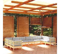 VidaXL Set Divani da Giardino 10 pz con Cuscini Grigi Massello di Pino