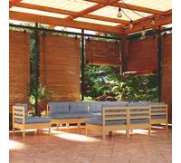 vidaXL Set Divani da Giardino 10 pz con Cuscini Grigi Massello di Pino