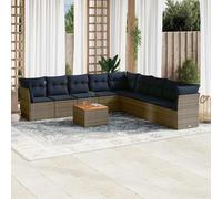 vidaXL Set Divani da Giardino 10 pz con Cuscini Grigio in Polyrattan