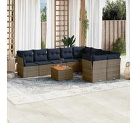 vidaXL Set Divani da Giardino 10 pz con Cuscini Grigio in Polyrattan