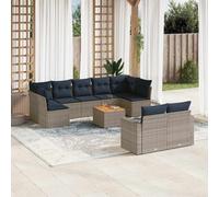 vidaXL Set Divani da Giardino 10 pz con Cuscini Grigio in Polyrattan