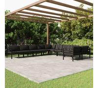vidaXL Set Divani da Giardino 10 pz con Cuscini in Alluminio Antracite