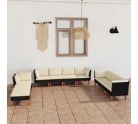 vidaXL Set Divani da Giardino 10 pz con Cuscini in Polyrattan Nero