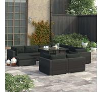 vidaXL Set Divani da Giardino 10 pz con Cuscini in Polyrattan Nero