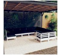 VIDAXL - Set Divani Da Giardino 10 Pz Con Cuscini Legno Di Pino Bianco