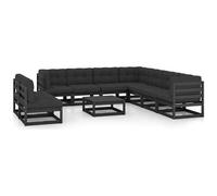 VIDAXL - Set Divani Da Giardino 10 Pz Con Cuscini Massello Di Pino Nero