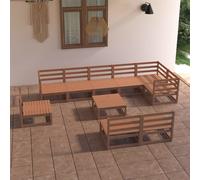 vidaXL Set Divani da Giardino 10 pz Marrone Ambra in Massello di Pino