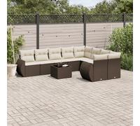 vidaXL Set Divani da Giardino 10pz con Cuscini in Polyrattan Marrone