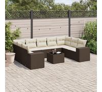 vidaXL Set Divani da Giardino 10pz con Cuscini in Polyrattan Marrone