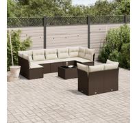 vidaXL Set Divani da Giardino 10pz con Cuscini in Polyrattan Marrone