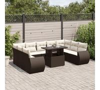 vidaXL Set Divani da Giardino 10pz con Cuscini in Polyrattan Marrone