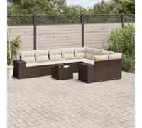 DIVANI DA GIARDINO VIDAXL 10 pz con Cuscini in Polyrattan Marrone - 3223052