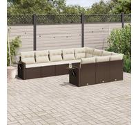 vidaXL Set Divani da Giardino 10pz con Cuscini in Polyrattan Marrone