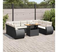 vidaXL Set Divani da Giardino 10pz con Cuscini in Polyrattan Nero
