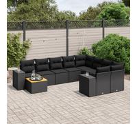 vidaXL Set Divani da Giardino 10pz con Cuscini in Polyrattan Nero