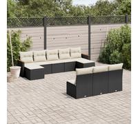 vidaXL Set Divani da Giardino 10pz con Cuscini in Polyrattan Nero