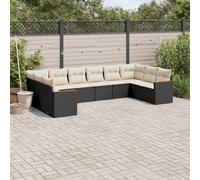 vidaXL Set Divani da Giardino 10pz con Cuscini in Polyrattan Nero