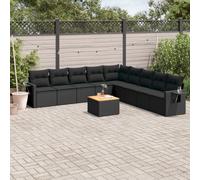 vidaXL Set Divani da Giardino 10pz con Cuscini in Polyrattan Nero