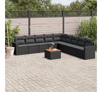 vidaXL Set Divani da Giardino 10pz con Cuscini in Polyrattan Nero