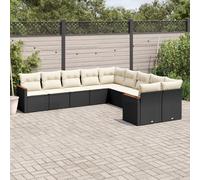 vidaXL Set Divani da Giardino 10pz con Cuscini in Polyrattan Nero