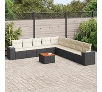 vidaXL Set Divani da Giardino 10pz con Cuscini in Polyrattan Nero
