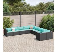 vidaXL Set Divani da Giardino 10pz con Cuscini in Polyrattan Nero