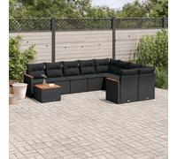 vidaXL Set Divani da Giardino 10pz con Cuscini in Polyrattan Nero