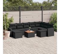 vidaXL Set Divani da Giardino 10pz con Cuscini in Polyrattan Nero