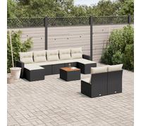 vidaXL Set Divani da Giardino 10pz con Cuscini in Polyrattan Nero