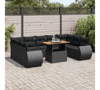 vidaXL Set Divani da Giardino 10pz con Cuscini in Polyrattan Nero