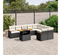 vidaXL Set Divani da Giardino 10pz con Cuscini in Polyrattan Nero