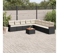 vidaXL Set Divani da Giardino 10pz con Cuscini in Polyrattan Nero