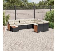 vidaXL Set Divani da Giardino 10pz con Cuscini in Polyrattan Nero