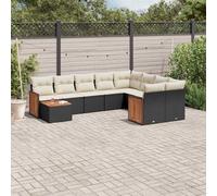 vidaXL Set Divani da Giardino 10pz con Cuscini in Polyrattan Nero