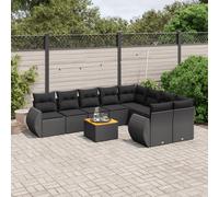 vidaXL Set Divani da Giardino 10pz con Cuscini in Polyrattan Nero