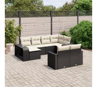 vidaXL Set Divani da Giardino 10pz con Cuscini in Polyrattan Nero