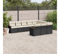 vidaXL Set Divani da Giardino 10pz con Cuscini in Polyrattan Nero
