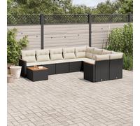vidaXL Set Divani da Giardino 10pz con Cuscini in Polyrattan Nero