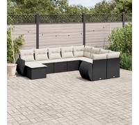 vidaXL Set Divani da Giardino 10pz con Cuscini in Polyrattan Nero